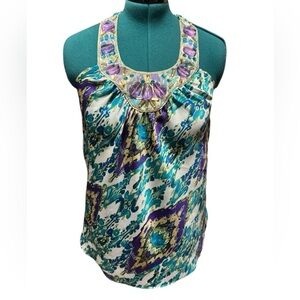Sz M Cato halter top with jewled neckline